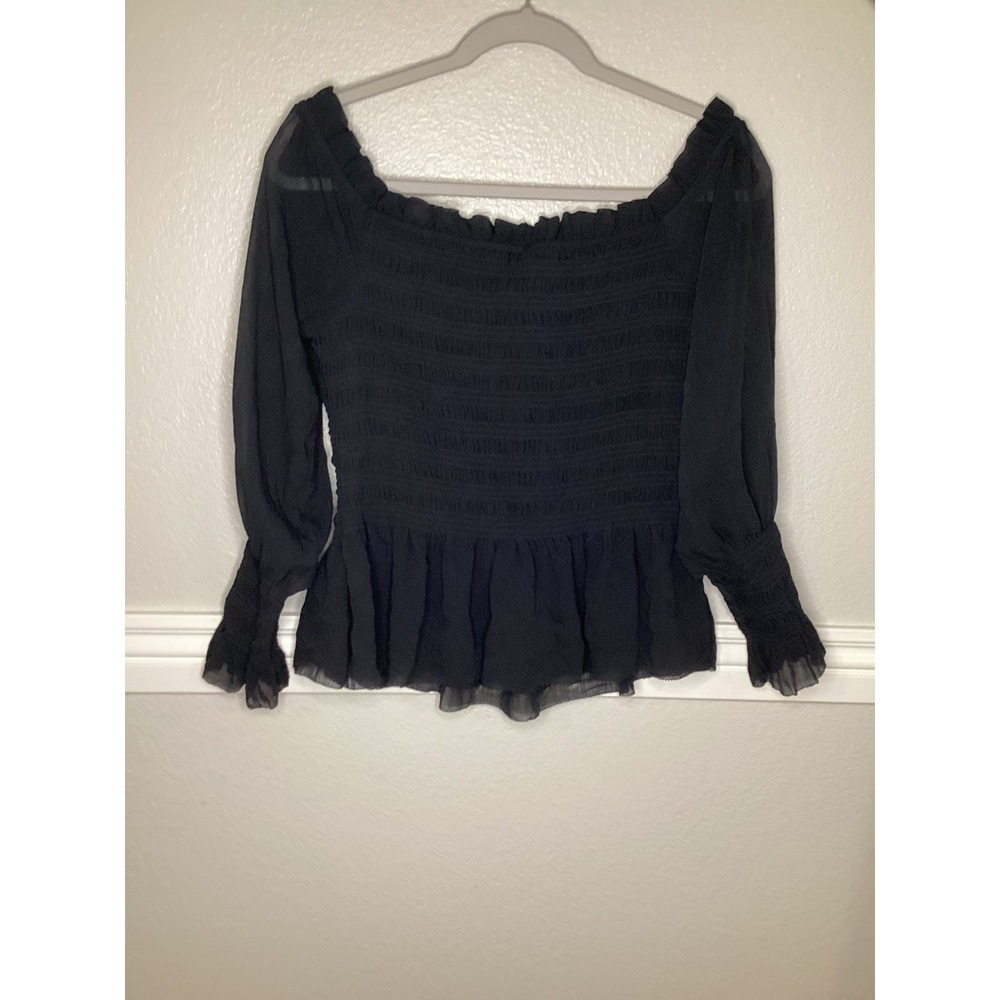 Torrid Black Chiffon Smocked Off The Shoulder Peplum Top Size 2 Plus 2X - Picture 8 of 8